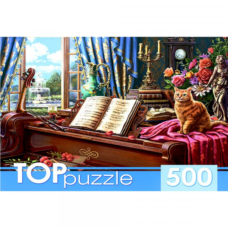 Пазл 500 элементов TOPpuzzle Рояль и кот (РК) арт.ХТП500-6829