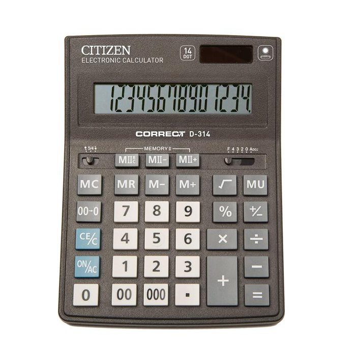 Калькулятор настольный 14 разрядов двойное питание CITIZEN Сorrect 205*155*28 /000/ (D-314/1401)