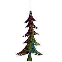 Украшение декор.подвеска пластик "Елочка блестящая" 12см цв.хамелеон арт.916-922