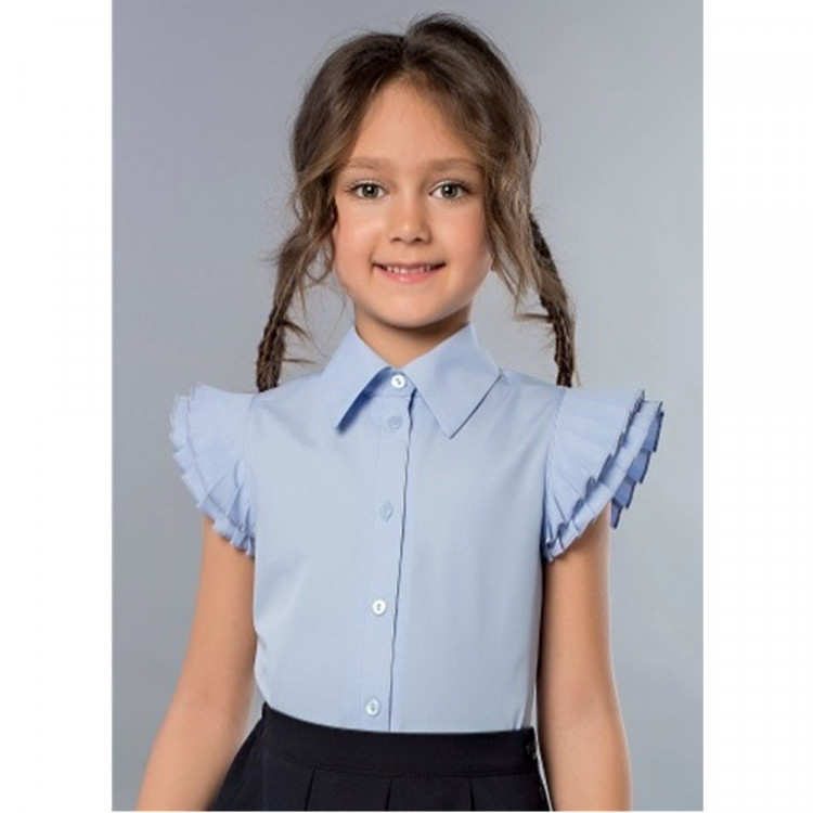 Блузка для девочки (Топтышка) короткий рукав цвет голубой арт.5040 размерный ряд 34/134-42/158
