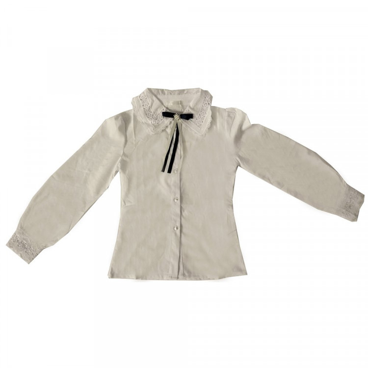 Блузка для девочки (Sasha style) длинный рукав цвет белый арт.2616/003 размерный ряд 32/128-40/152