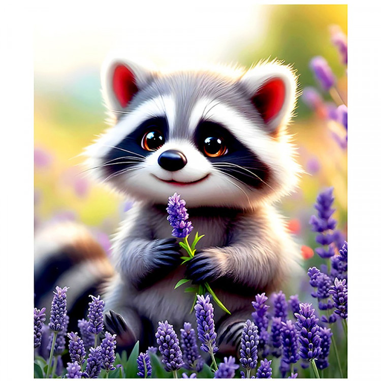 Алмазная мозаика 21х25см (Mazari) Енот частичное заполнение с мольбертом арт.M-12363