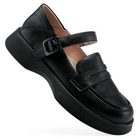 Туфли для девочки (ШАГОВИТА) черные верх-натуральная кожа подкладка-натуральная кожа размерный ряд 36-40 арт.23КФ 93001