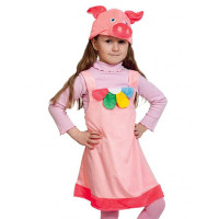Костюм для девочки Поросюшка (сарафан,маска-шапка) р.32/122 плюш арт.3105