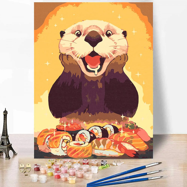 Картина по номерам 30x40см (RedPanda) Животные Выдры и Суши арт.p54652