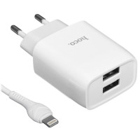 Зарядное устройство сетевое 2USB + кабель Type-C HOCO C73A Glorious, белый