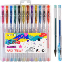 Набор ручек гелевых 12 цветов (deVENTE) Cosmo Glitter с блестками арт.5051421/5051042