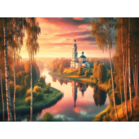 Алмазная мозаика 30х40см (РК) Тихие зори подрамник полное заполнение арт.НД-0884