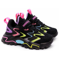 Кроссовки для девочки (INDIGO KIDS) черные верх-текстиль/натуральная кожа подкладка-текстиль артикул 92-240A