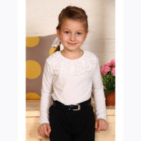 Джемпер для девочки трикотажный (Ликру) короткий рукав цвет экрю арт.0100 ФИОНА размерный ряд 32/128-36/140