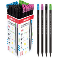 Карандаш черно-графитный deVENTE с ластиком HB BlackStyle корп круглый, черный арт.5032801