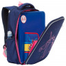 Рюкзак для девочек школьный (GRIZZLY) арт RG-165-1/3 синий - фуксия 26х36х17 см