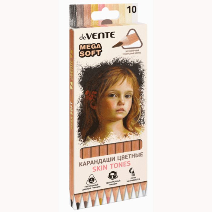 Карандаши цветные (deVENTE) Skin Tones 10 цветов (оттенки цвета кожи) 4мм на масляной основе арт.5022011
