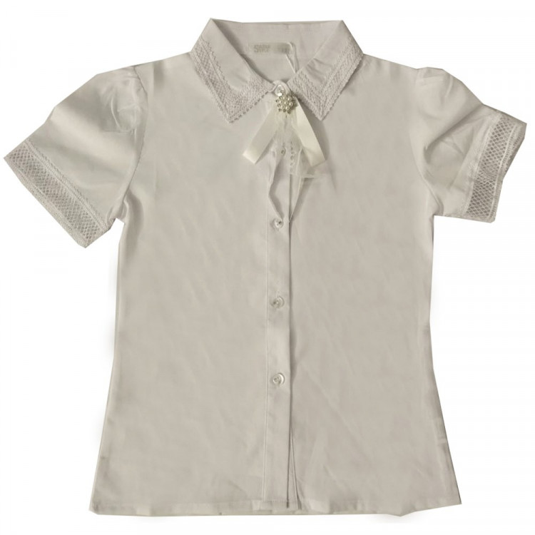 Блузка для девочки (Sasha style) короткий рукав цвет белый арт.3015A/003 размерный ряд 30/122-38/146
