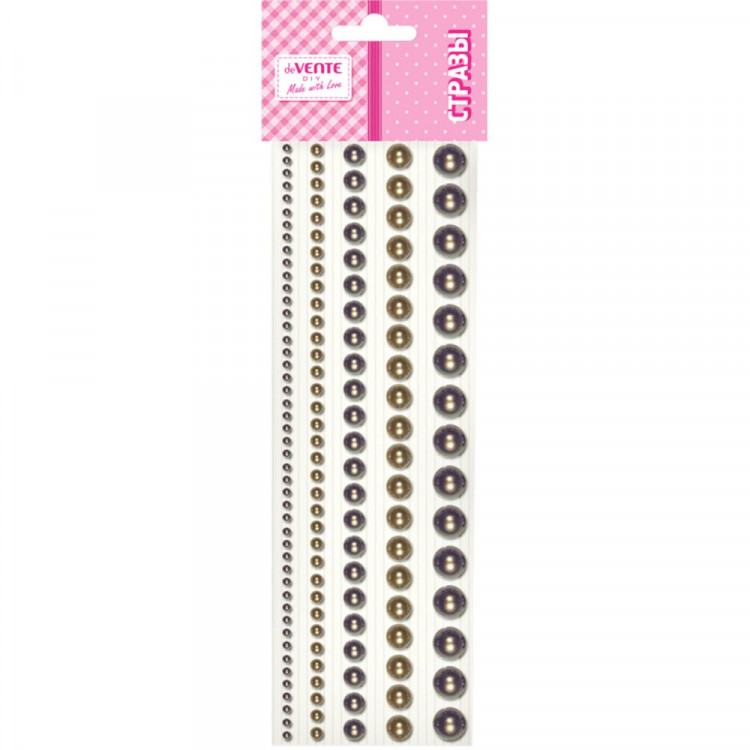 Наклейки-стразы акриловые deVENTE Жемчужины круглые цвет шоколадного опала 5 размеров арт.8002557