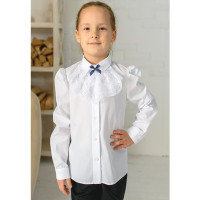 Блузка для девочки (Ажур) длинный рукав цвет белый арт.117Д размерный ряд 30/122-36/146