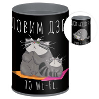 Копилка (Феникс) Серый кот 10,4х7,5х7,5 см металл арт.69373