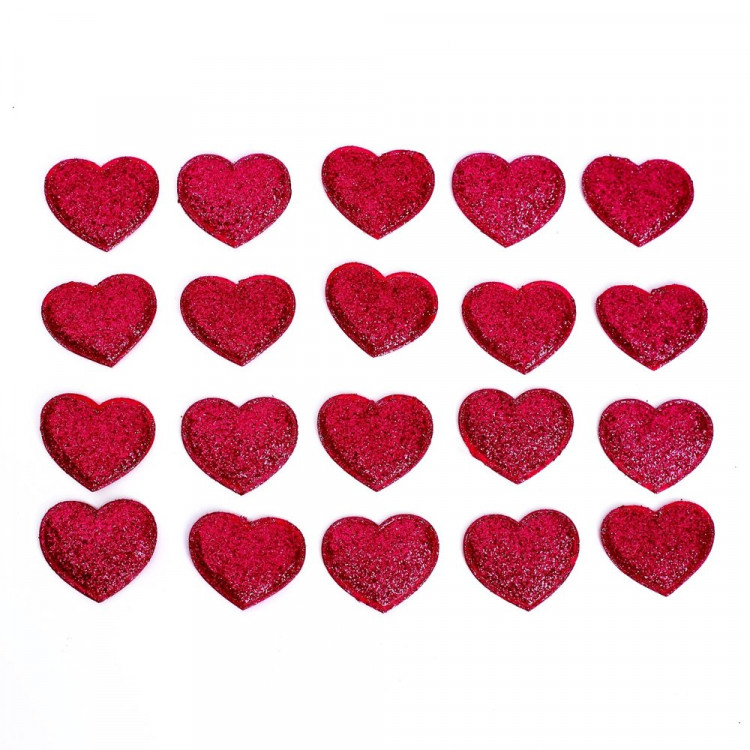 Сердечки декоративные, набор 20шт 2,5*2,2см фуксия арт.7532264