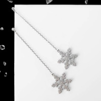 Серьги карнавальные "Снежинки" белый в серебре арт.5363488