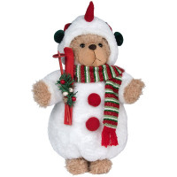 Игрушка декор. "Медведь в костюме снеговика" 40см в белой шубке арт.92788