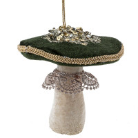Украшение декор.подвесное текстиль (Бархат зелёный Гриб) 10см арт.806830