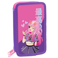 Пенал 2 отделения (ОНИКС) ПКТ 11-20 Аниме Тянка 190х110мм полиэстер