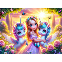 Пазл 160 элементов Принцесса с единорогом (РК) арт.УК160-1990