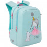 Рюкзак для девочек школьный (GRIZZLY) арт RG-166-1/1 мятный 26х39х17 см