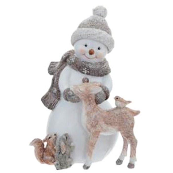 Статуэтка декоративная "Снеговик с оленем" 16,5см арт.763395