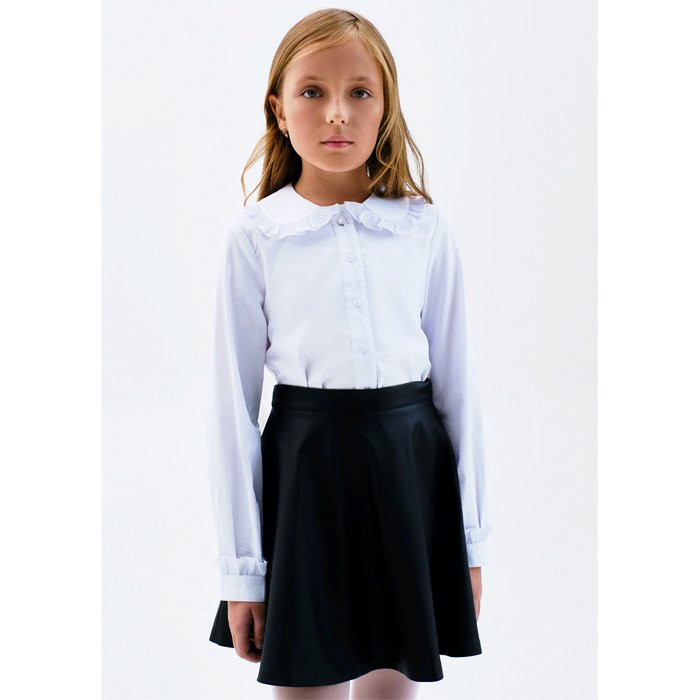Блузка для девочки (Модники) длинный рукав цвет белый арт.510 размерный ряд 30/122-34/134