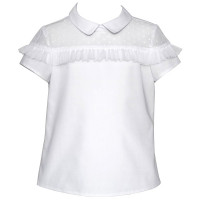 Блузка для девочки (SLY) короткий рукав цвет белый арт.2S-101 размерный ряд 32/128-42/158