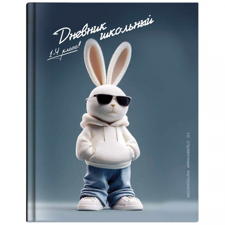 Дневник для младших классов твердая обложка Феникс Крутой заяц глянцевая ламинация тиснение цветной фольгой арт.72721
