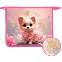 Папка школьная для тетрадей А5 на молнии (Оникс) Очаровательные щенки  арт.ПТ-73-12 дизайн с двух сторон