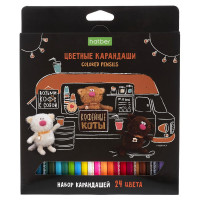 Карандаши цветные (Hatber) ECO Кофейные коты 24 цвета заточенные арт.CS_091074