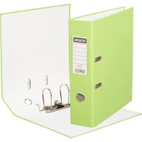 Папка-регистратор 80мм ПВХ с 1 сторонней обтяжкой, металлический уголок, лайм, собранная