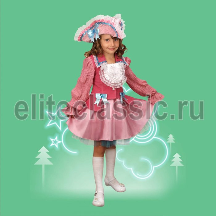 Костюм для девочки Миледи (шляпка,камзол,юбка) р.32/128