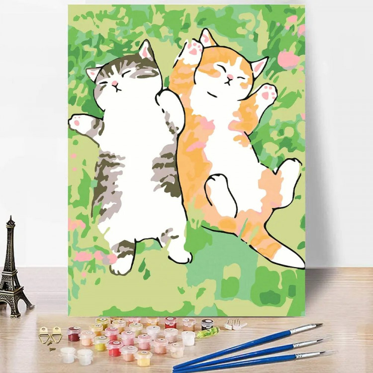 Картина по номерам 30x40см (RedPanda) Животные Котики на траве арт.p54667