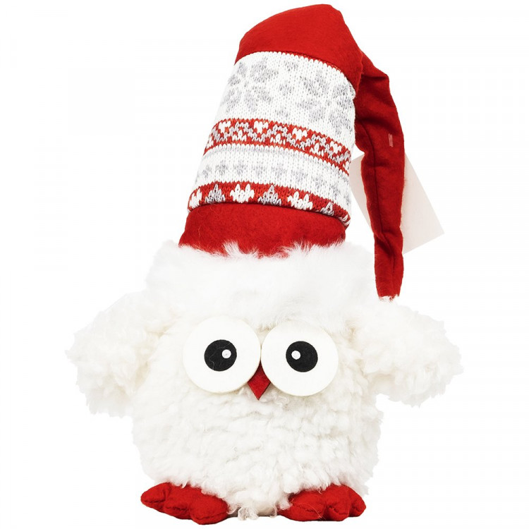 Игрушка декор. "Сова в колпаке" 58,5см цв.белый с красным арт.89630