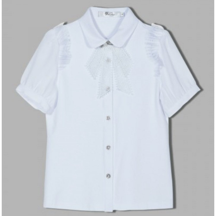 Блузка трикотажная для девочки (Делорас) короткий рукав цвет белый арт.C63309S размерный ряд 34/134-44/164