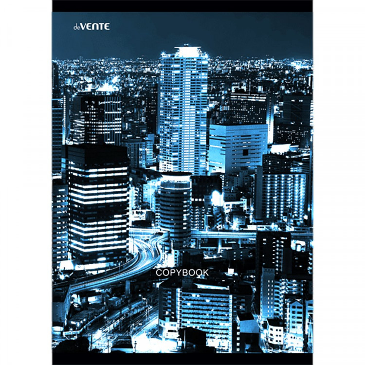 Тетрадь А4 клетка 96 листов скоба (deVENTE) Night City обл: целлюлозный картон + ВД-лак арт.2058220