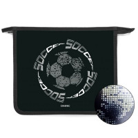 Папка школьная для тетрадей А5 на молнии (Оникс) Мяч на чёрном фольга золото арт.ПТ 7-12