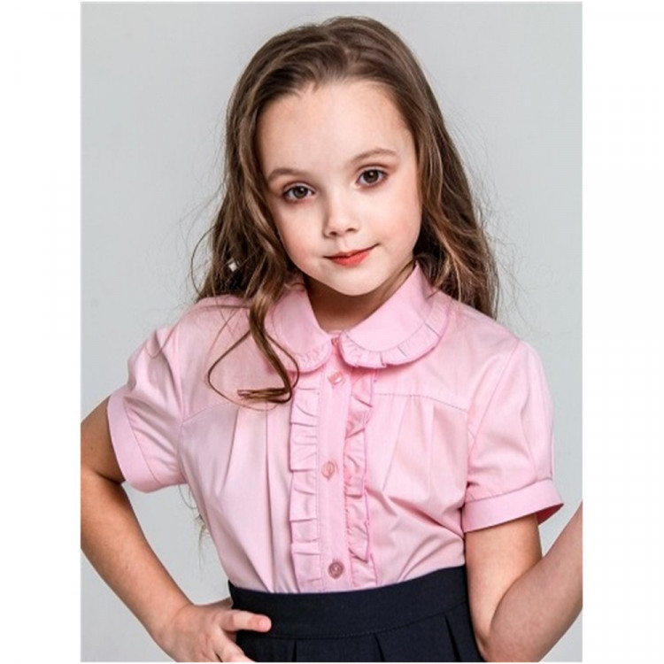 Блузка для девочки (Топтышка) короткий рукав цвет розовый арт.072 размерный ряд 32/128-40/152