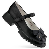 Туфли для девочки (ШАГОВИТА) черные верх-натуральная кожа подкладка-натуральная кожа размерный ряд 32-34 арт.23КФ 63007