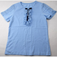 Джемпер для девочки трикотажный (Ликру) короткий рукав цвет голубой арт.0224 ЛИРА размерный ряд 32/128-42/164