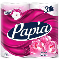 Бумага туалетная 3-сл втулка 4рул/уп 16,8м Таинственный сад Papia