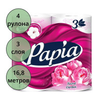 Бумага туалетная 3-сл втулка 4рул/уп 16,8м Таинственный сад Papia