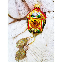 Украшение на ёлку стекло 22см "Часы с шишками" п/у арт.ФУ-202