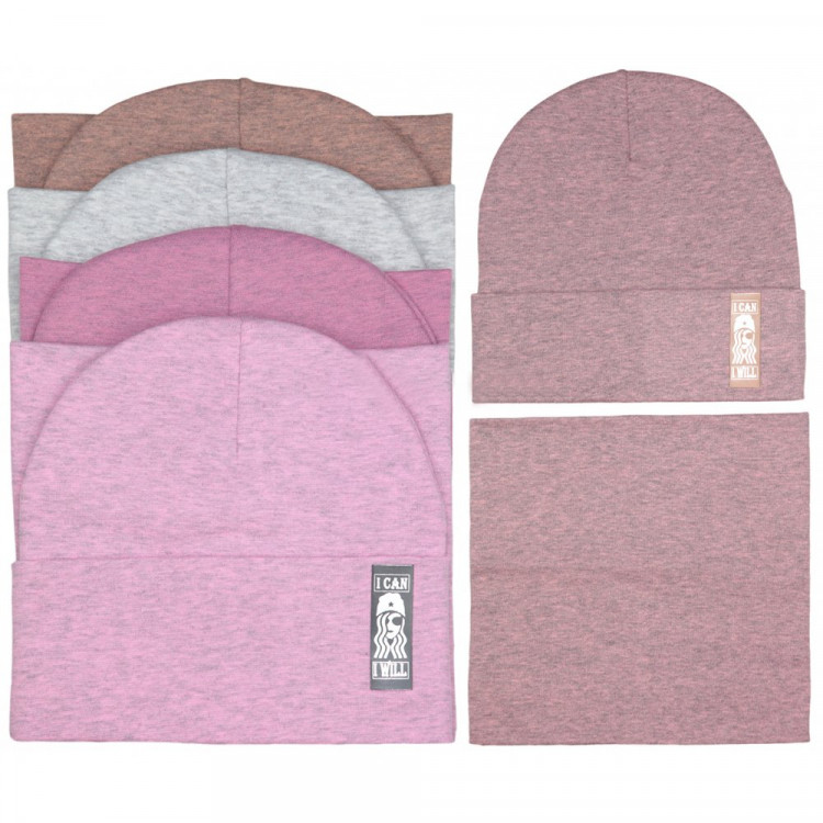 Комплект демисезонный для девочки (Полярик) арт.FT-47-17 размер 52-54 (шапка+снуд) цвет в ассортименте