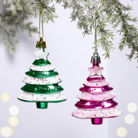 Фигурка на ёлку пластик 08см "Ёлочки яркие" 02шт/наб. цв.микс арт.196-348