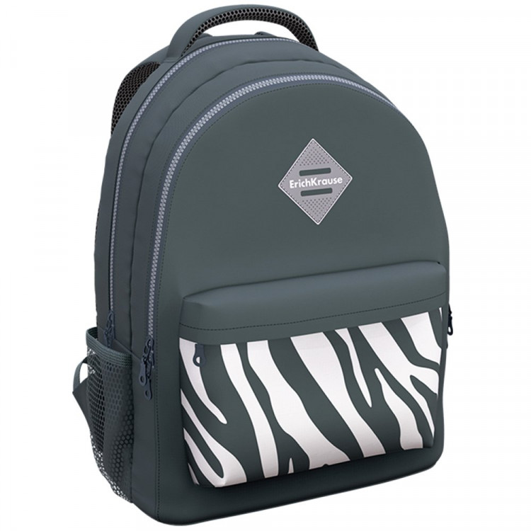 Рюкзак для девочек (ErichKrause) EasyLine Light Grey Zebra серый 44x23x33 см арт.60311